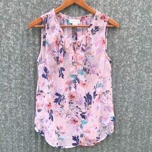Liz Claiborne Floral Sleeveless Sheer Top